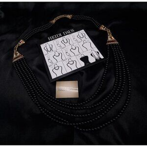 Heidi Daus Multi-Strand Black Beaded Necklace With Ornate Crystal Accents